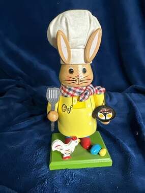 World Market 2015 Chef Bunny Wooden Nutcracker